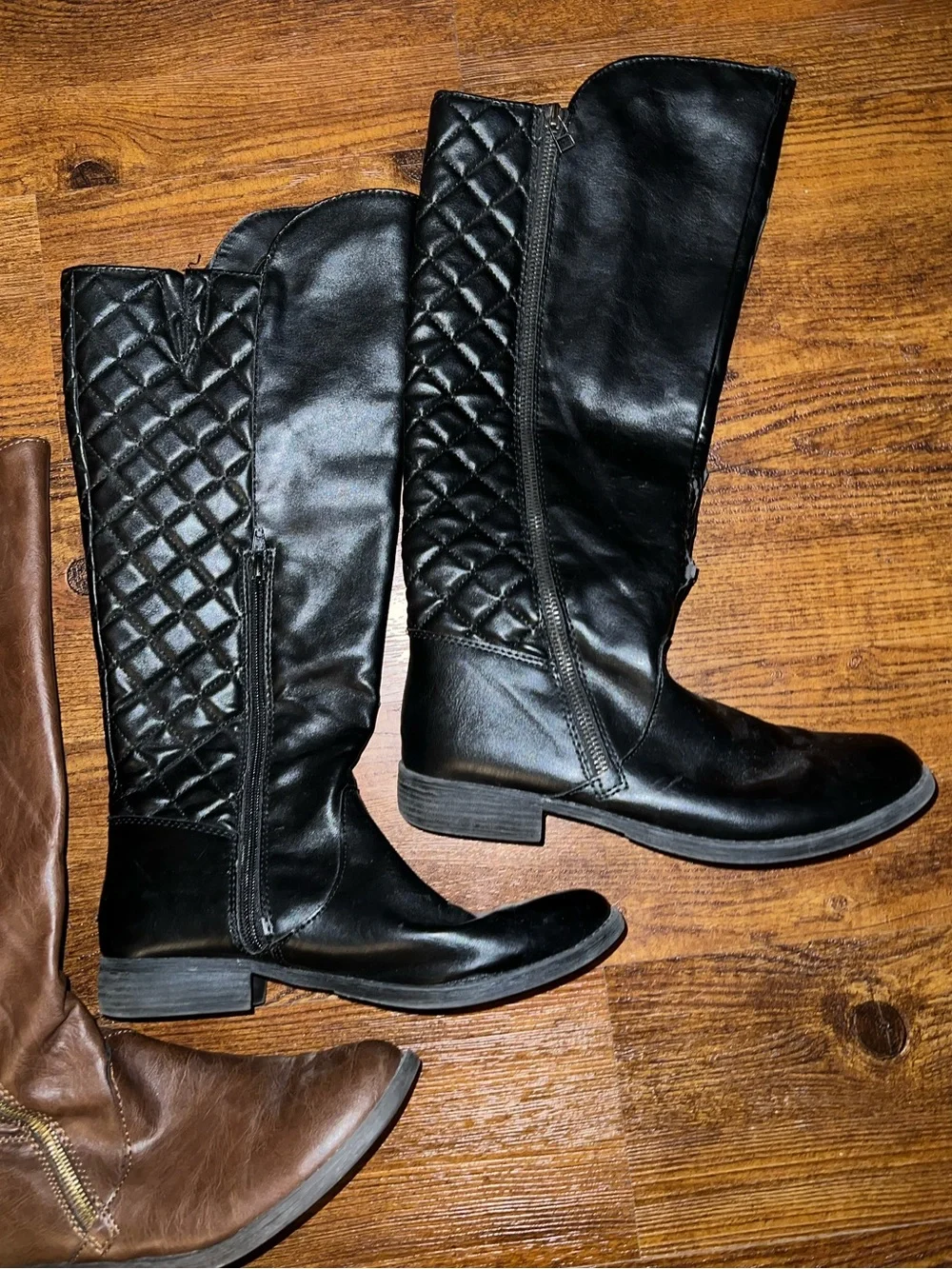 Mossimo Supply Co Quilted Knee High Zip Up Boot Bundle Brown and Black Size 8